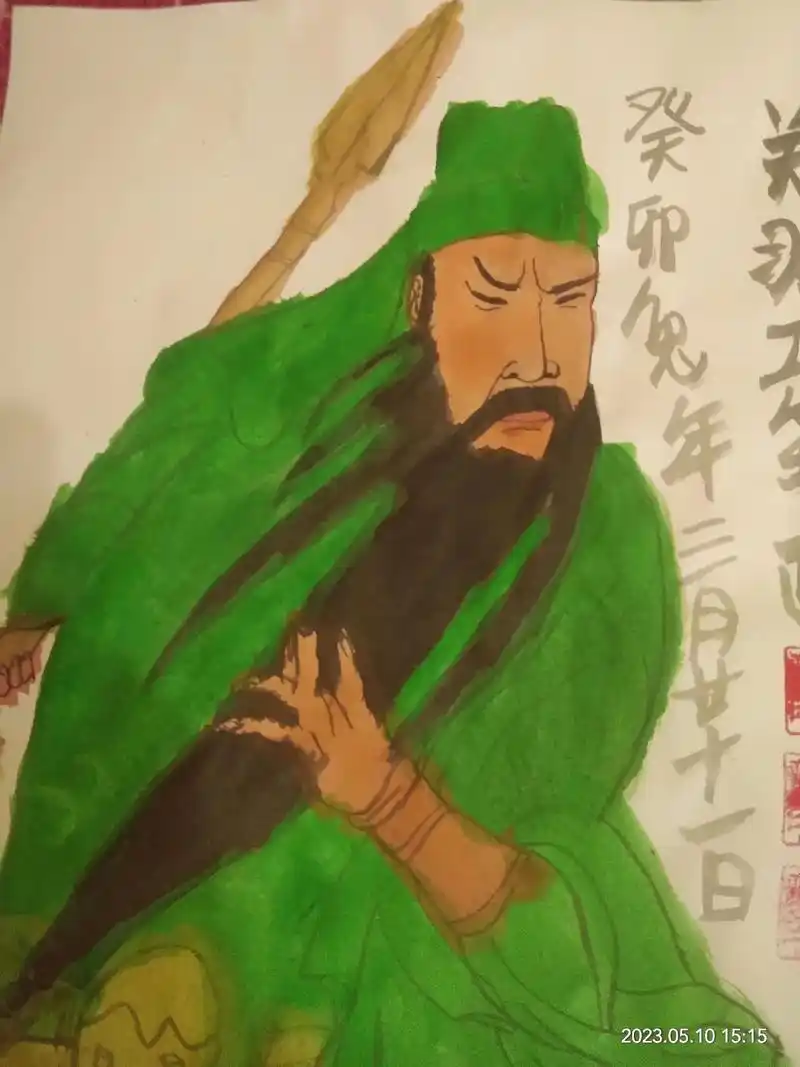 关公关平周仓马超黄忠工笔画水墨画写意画白描人物画 - 抖音