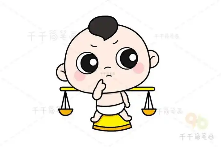 小伶玩具超美天秤座娃娃好可爱手绘十二星座简笔画 462