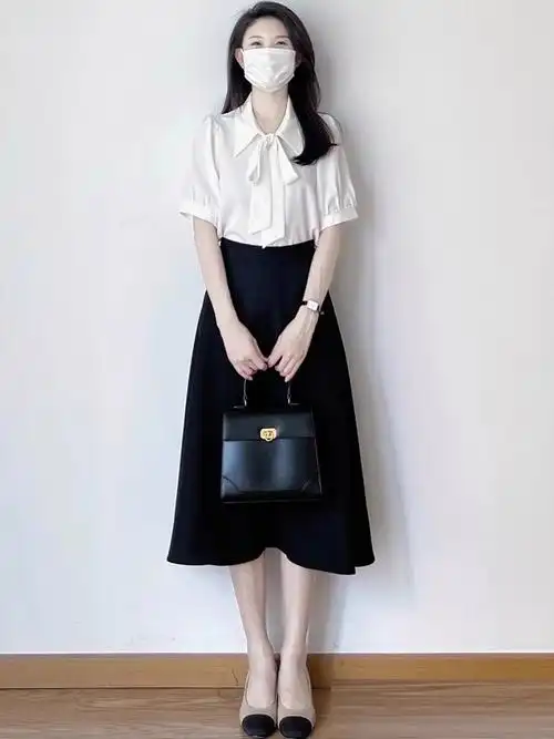 面试套装女教师教资穿搭白色衬衫配半身裙职业装事业编公务员服装