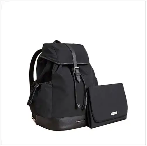 burberry 巴宝莉 男士皮革装饰时尚休闲双肩包黑色