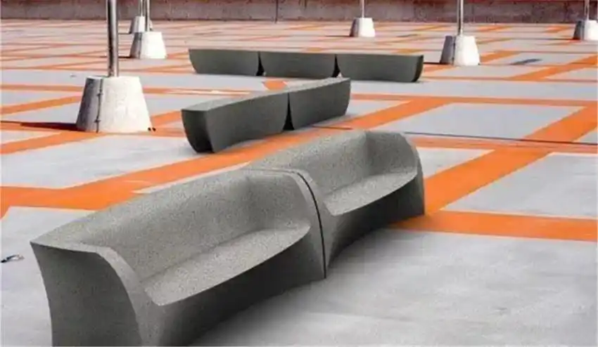 水泥色玻璃钢休闲座椅, 既保留了纹理也不失设计感.