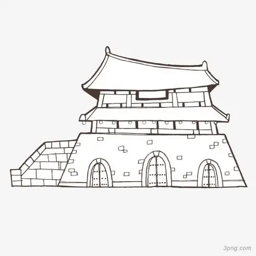 手绘古风城墙png素材透明免抠图片其他元素