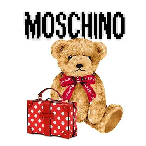 字母潮牌moschino熊印花矢量图服装裁片t恤烫图印花花型素材