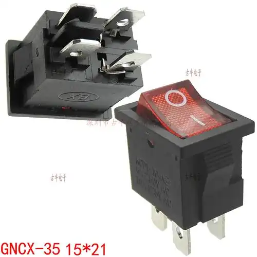 220v 四脚带灯船型开关 带指示灯翘板开关 15*21带灯 gncx-35