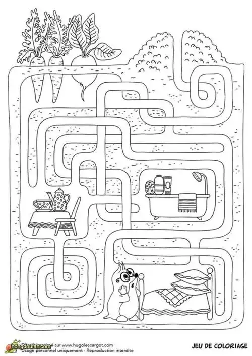 帮助鼹鼠找到出口吧在线迷宫游戏涂色图片a4可打印