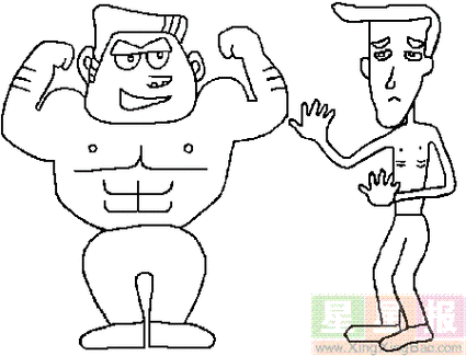 卡通人物高矮胖瘦的简笔画