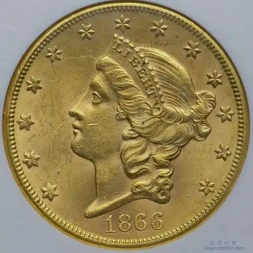 美国1866-s 20美元金币一枚