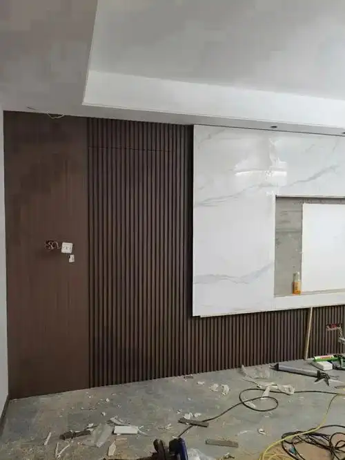 隐形门格栅板实木电视墙