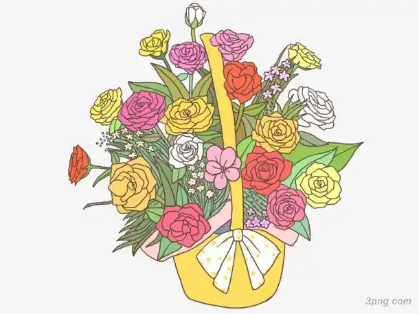 卡通献花篮png素材透明免抠图片-装饰效果