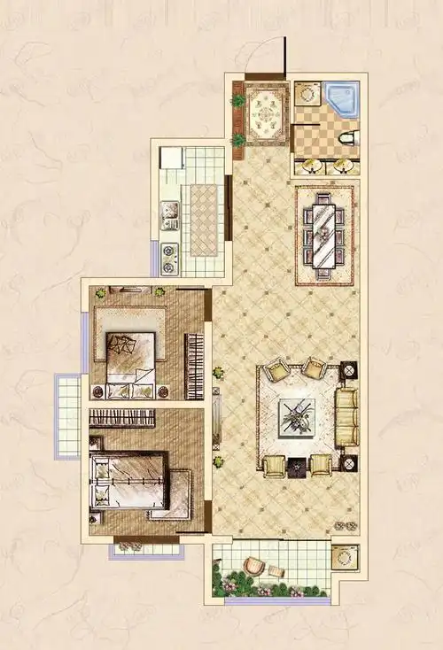 皓顺华悦城11#b两室两厅一卫89平米户型图