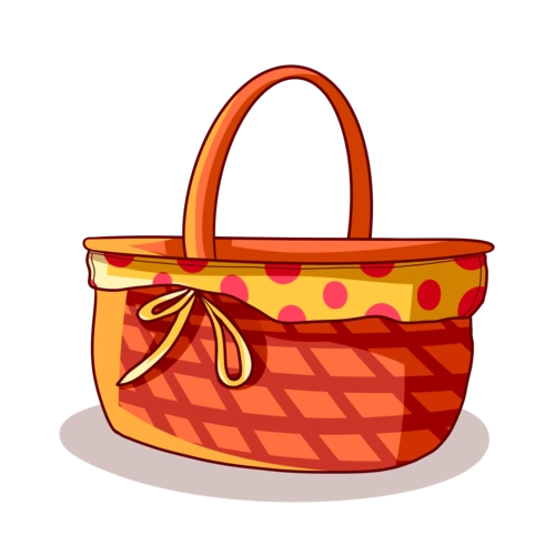 六一儿童节卡通竹编篮子图片