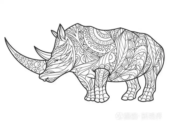 犀牛着色书为成年人矢量插画-正版商用图片0dzipl-摄图新视界