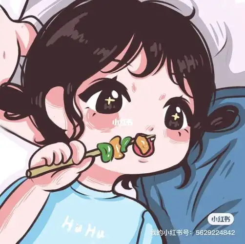 手绘情侣头像认真吃饭好好长胖