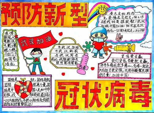 防疫新冠病毒感染的肺炎手抄报制作