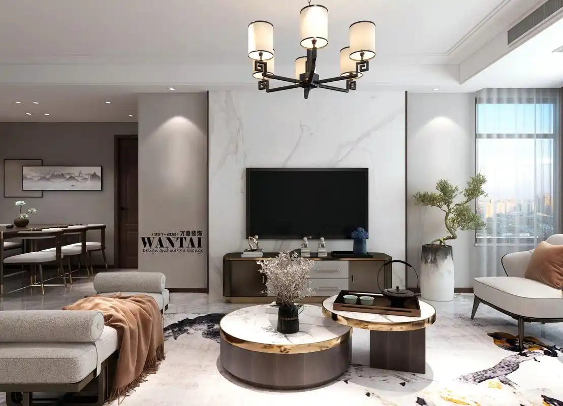 济宁运河公馆145平新中式风格装修效果图