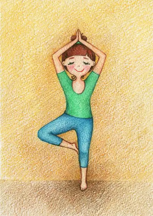 用彩色铅笔和画笔画的小女孩画家的手绘画