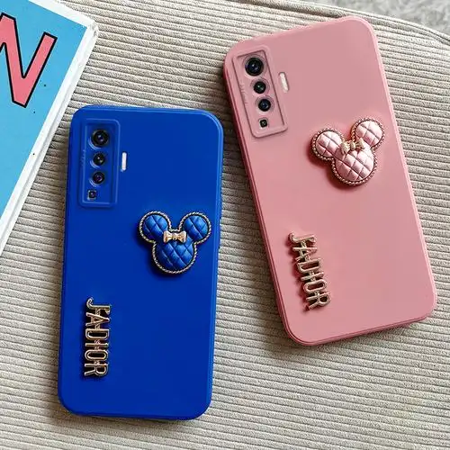 vivox50手机壳新款立体卡通公仔可爱米奇vivox50直边液态保护套防摔