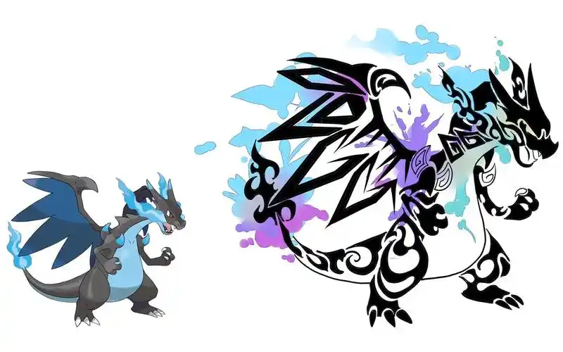 【精灵宝可梦】纹身创意—喷火龙mega进化