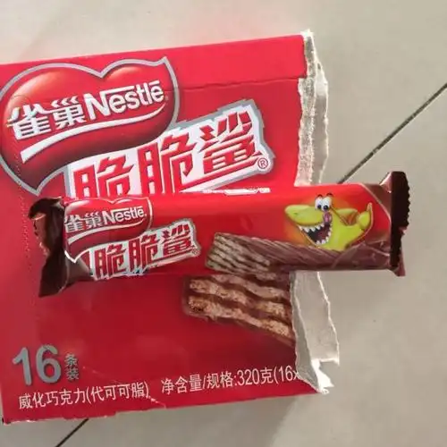 雀巢nestle呈真巧克力味威化代可可脂巧克力272g休闲饼干