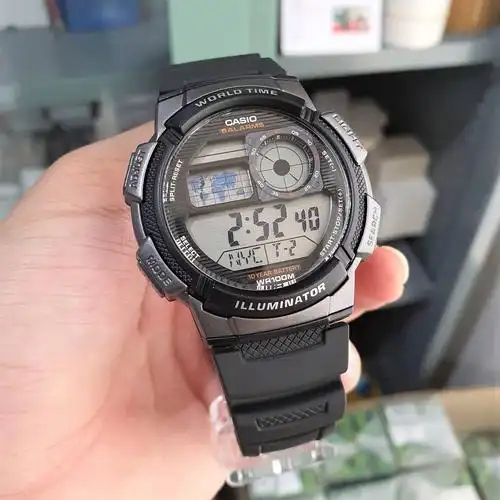 卡西欧手表男 世界时间 100米 小方块男士ae1000w防水运动学生表-mc