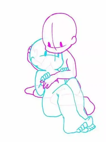 q版角色的cp姿势临摹,零基础插画练习素材