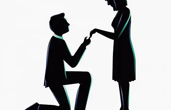 男人单膝下跪牵着女朋友的手求婚png图片免抠矢量素材