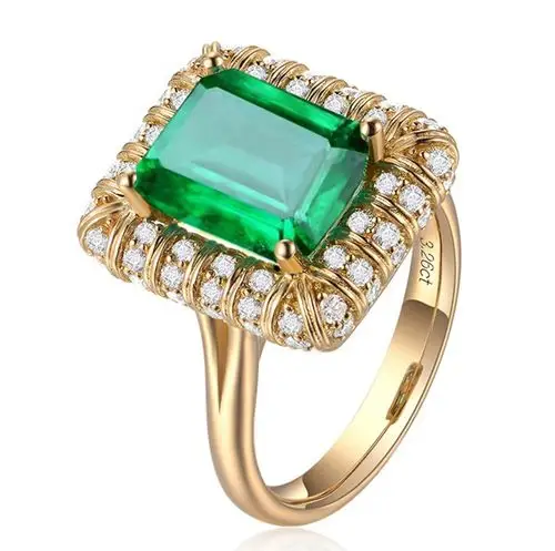 亚马逊热卖欧美祖母绿宝石戒指订婚指环跨境电商手饰品