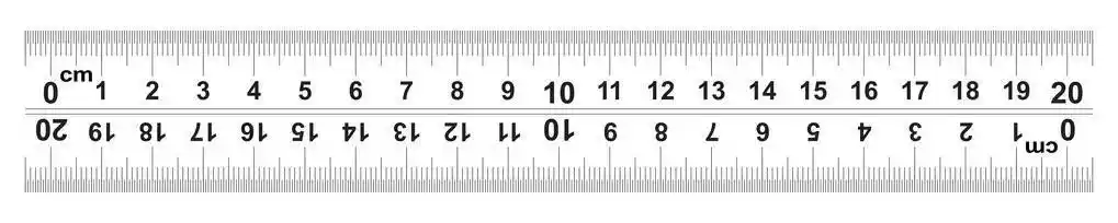 尺子200毫米. 标尺上标记的方向从左到右,从右到左. 除法值0.5毫米.