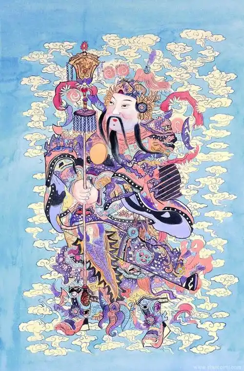 一组威风凛凛的门神彩绘神像图片