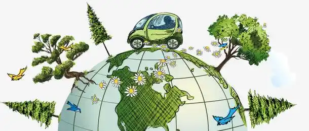 鸟,云朵,花朵,树木,汽车,环保,插画,手绘,地球,创意环保插画矢量,创意