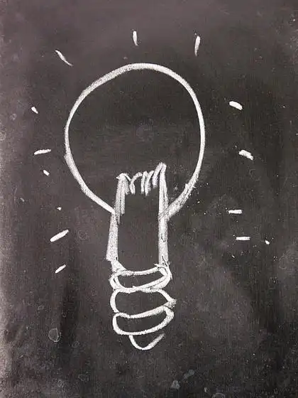 黑板上用粉笔绘制的想法标志