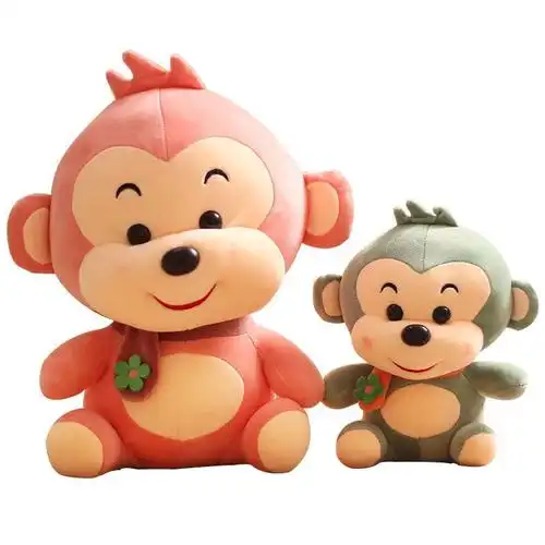 可爱小猴子毛绒玩具大号女生布娃娃围巾猴公仔小号玩偶送生日礼物粉色