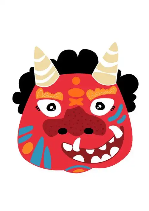 原创作品卡通傩面具1