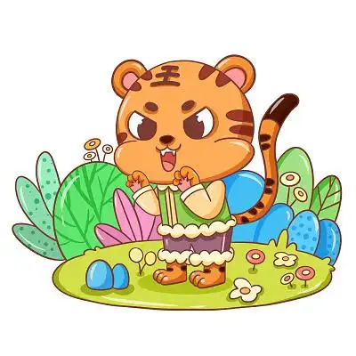 卡通可爱拟人化十二生肖之老虎插画素材png