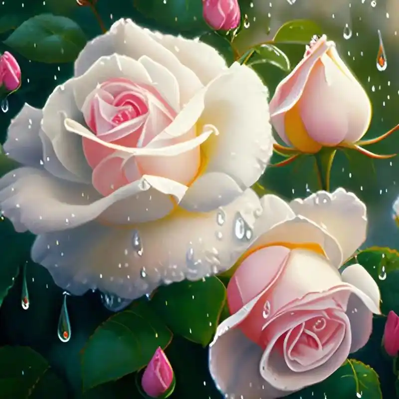 带水珠的玫瑰花#抖音图文来了 #ai绘画 #好看的花一定要分 - 抖音