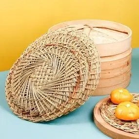 蒸包子松针垫纯天然草垫圆形手工编织蒸笼垫馒头小笼包垫子笼屉垫