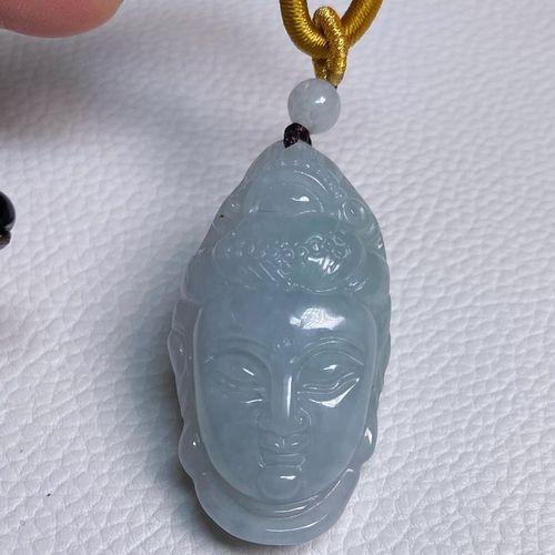 天然翡翠观音头吊坠 翡翠观音挂件 冰糯种正品