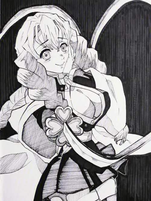 手绘教程鬼灭之刃今天画个密璃姐