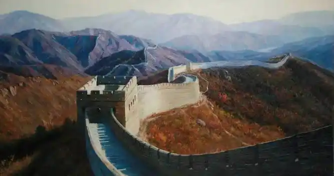 国魂长城油画