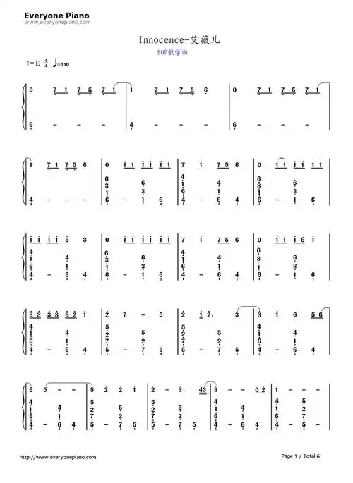 innocence-艾薇儿·拉维妮双手简谱预览1