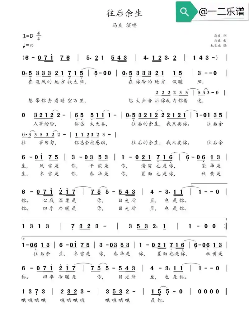 分享(四十六)曲谱《往后余生》#简谱 #口琴 #陶笛 #竹笛 - 抖音