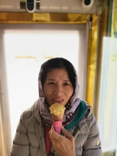 "藏红花"味冰淇淋,糯糯的,超好吃,从来没吃过这么好吃的冰淇淋.