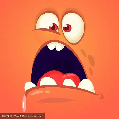 狰狞的卡通怪兽表情.矢量万圣节怪物广场化身