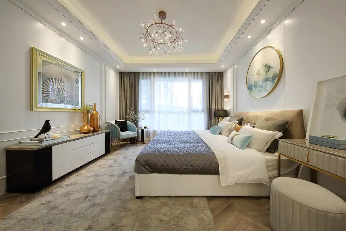 大户型轻奢样板间卧室装修效果图