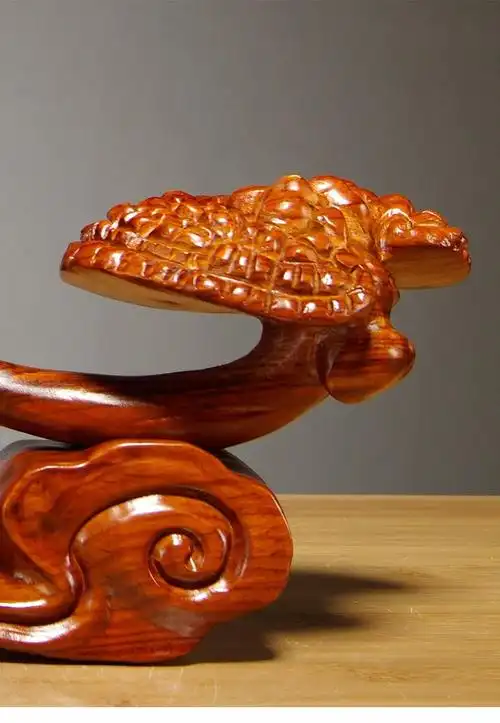 花梨木整料实木雕刻灵芝如意摆件红木工艺品家居客厅玄关装饰开业乔迁