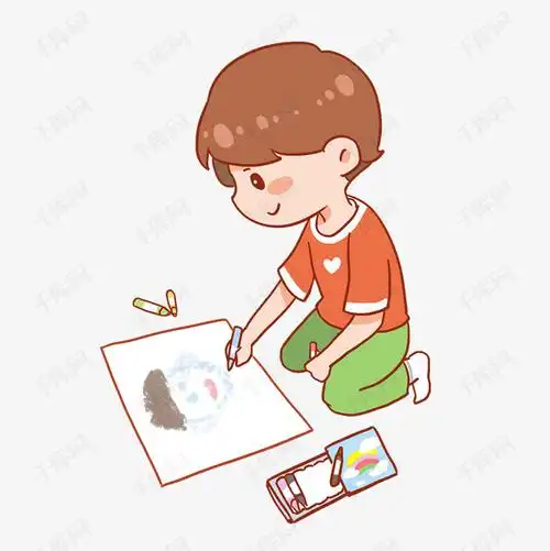 卡通画自画像的小孩素材