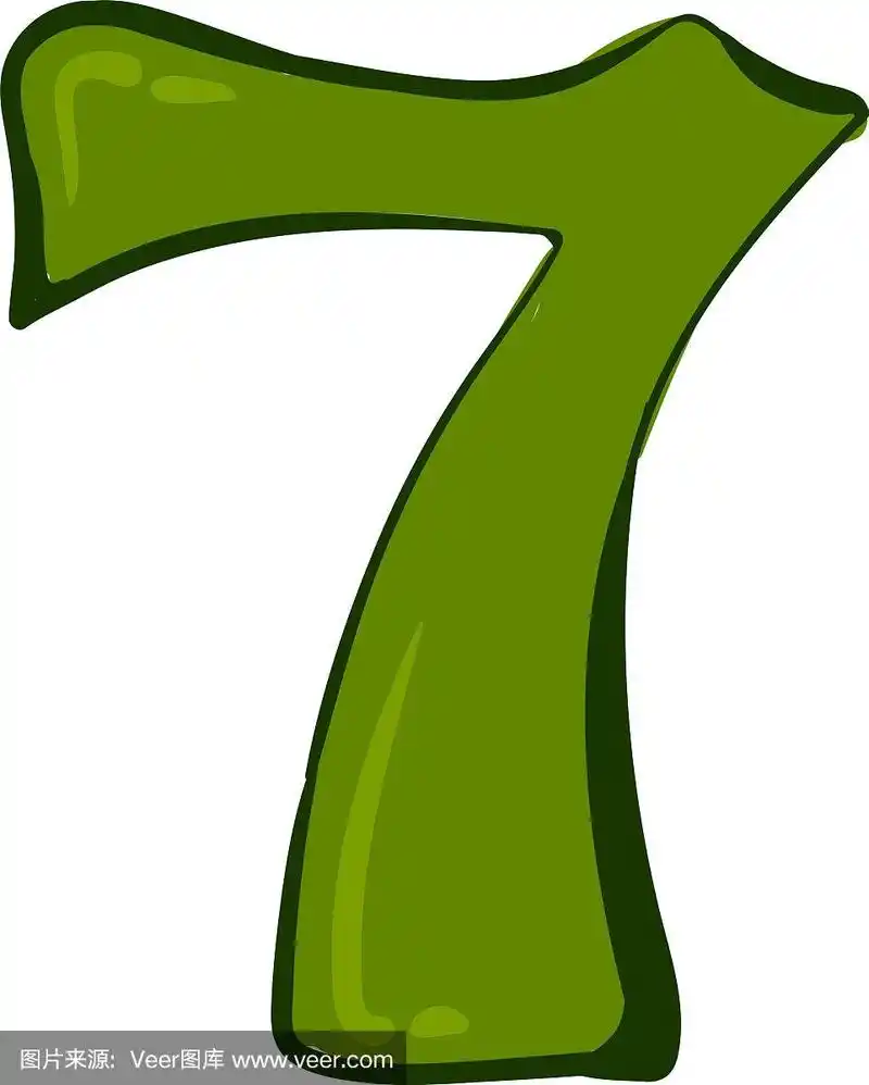 剪贴画数字7在绿色或颜色