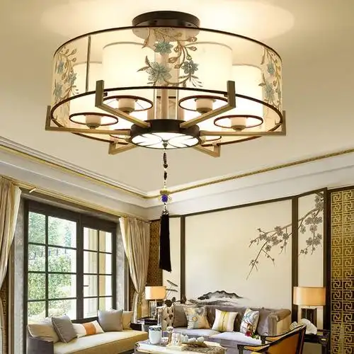 新中式吸顶灯客厅灯中国风圆形卧室灯餐厅灯简约现代大气家用灯具-t