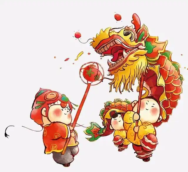 民间舞龙的热闹场面就在宝山这幅画里