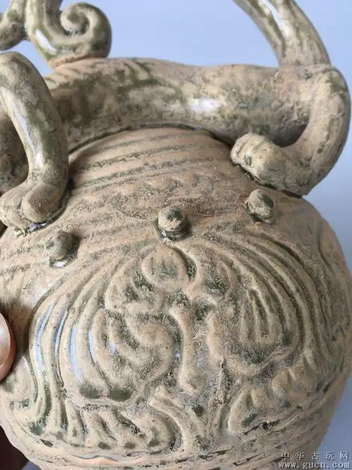 宋代螭龙倒流壶一把,造型独特,釉面古朴,微信13517033319